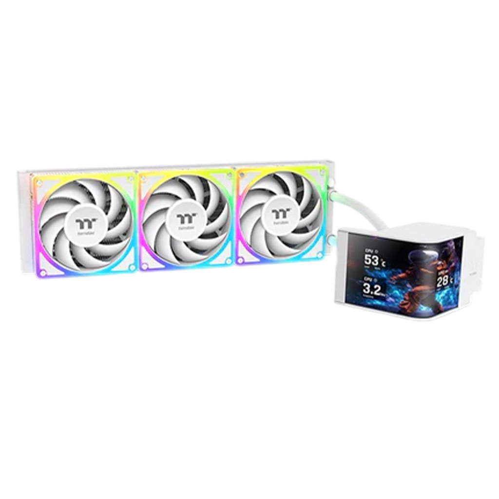 Thermaltake MAGCurve 360 Ultra ARGB with 6.67" Curved AMOLED Display AIO Liquid CPU Cooler Snow Edition(CL-W454-PL12SW-A) - 0