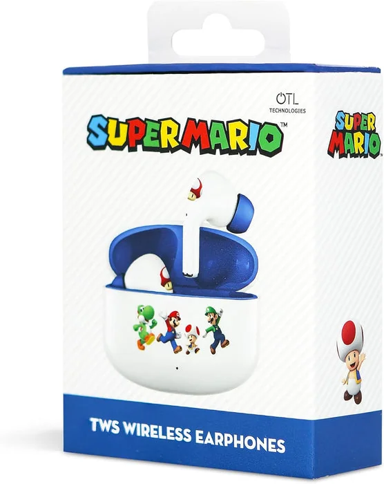 OTL Technologies SM1115 Super Mario and Friends TWS Wireless Earphones with Wireless Charging Case - White