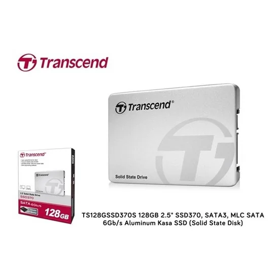 Transcend TS128GSSD370S 128GB 2.5 SSD370, SATA3, MLC SATA 6Gb/s Alüminyum Kasa SSD (Solid State Disk