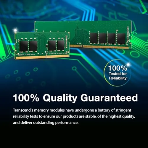 Image of Transcend 16GB DDR4 3200 MHz Laptop Memory, up to 25.6GB /s. - 260 pin, 1.2V, 2Rx8, CL22 DIMM Type - Unbuffered SO-DIMM Memory - JM3200HSB-16G