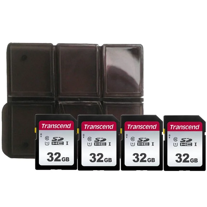 Transcend 32GB SDXC/SDHC 300S Memory Card TS32GSDC300S with Memory Card Holder - 4 Units, 1 of 5