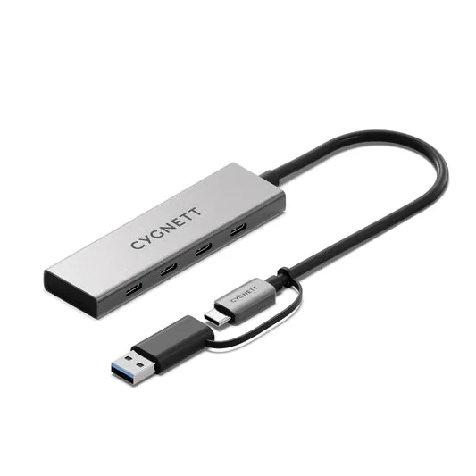 Cygnett Unite 4-in-1 USB-C to USB-C Hub- White(CY5390CYHUB)4x USB-C Ports, 10Gbps Transfer, Aluminium Outer Shell, 15cm cable, 2-Year Warranty CY5390CYHUB