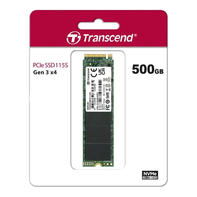 Transcend 2280 M.2 500GB NVMe Gen3x4 Internal SSD TS500GMTE115S