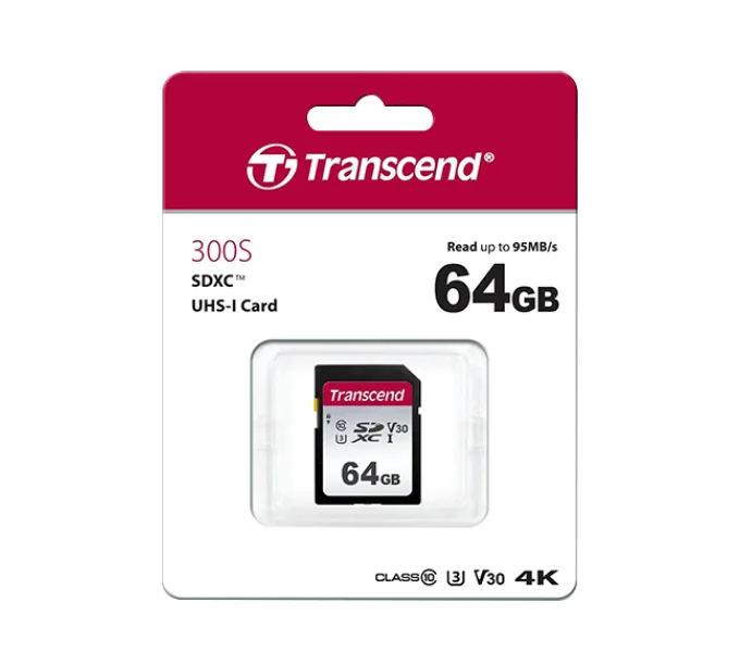 Memory Card 64GB SD Card UHS-I U1-SDXC/SDHC 300S-TS64GSDC300S Transcend(5Y)