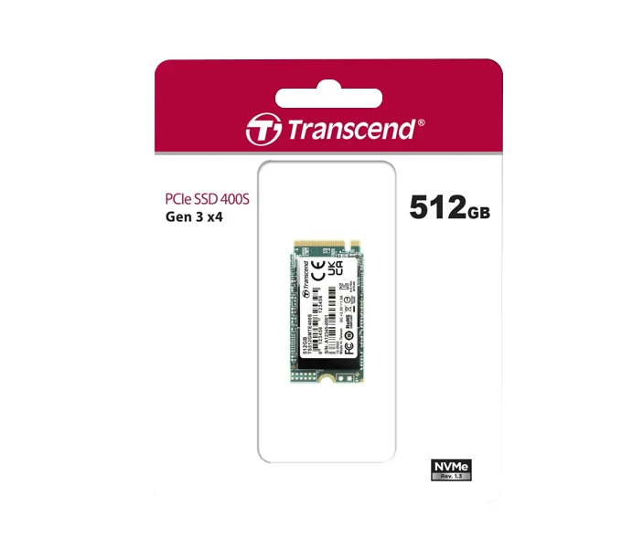 SSD Internal M.2 2242, 512GB TS512GMTE400S Transcend PCIe Gen3x4-NVMe -3D TLC- DRAM-less (5Y)