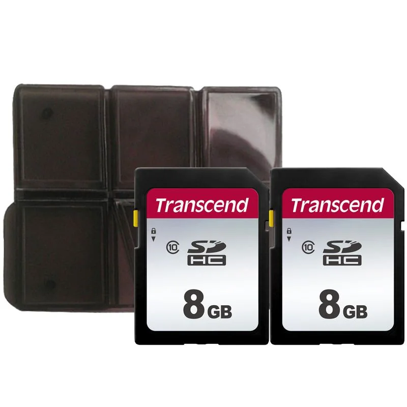 Transcend 8GB TS8GSDC300S SDHC Memory Card with Memory Card Holder - 2 Units, 1 of 5