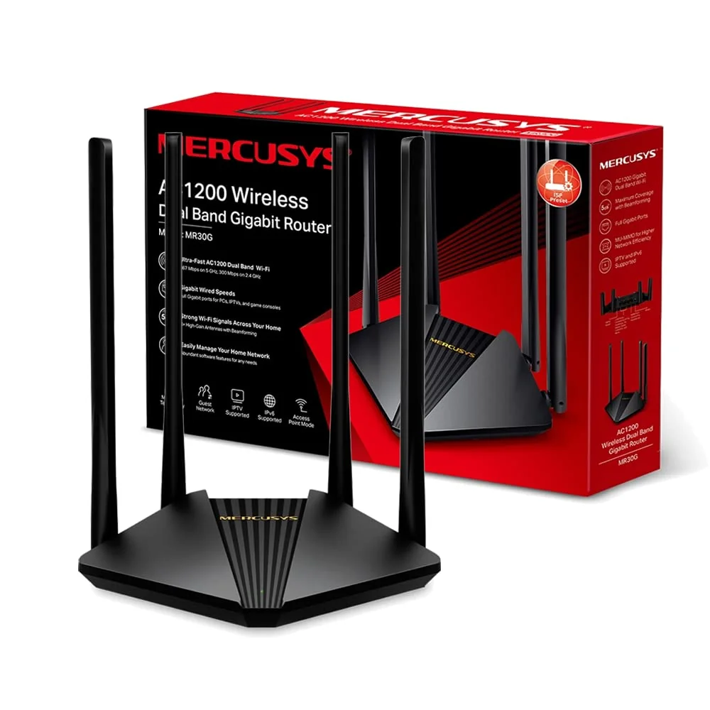 Mercusys MR30G Router and Packaging