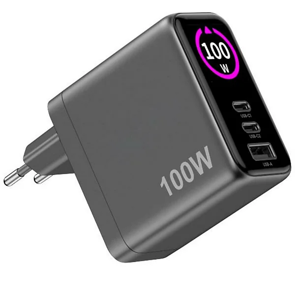 CELLY Caricabatterie, 2usbc/usba wall chargr 100w display, TCSCREEN2C1A100 - 1
