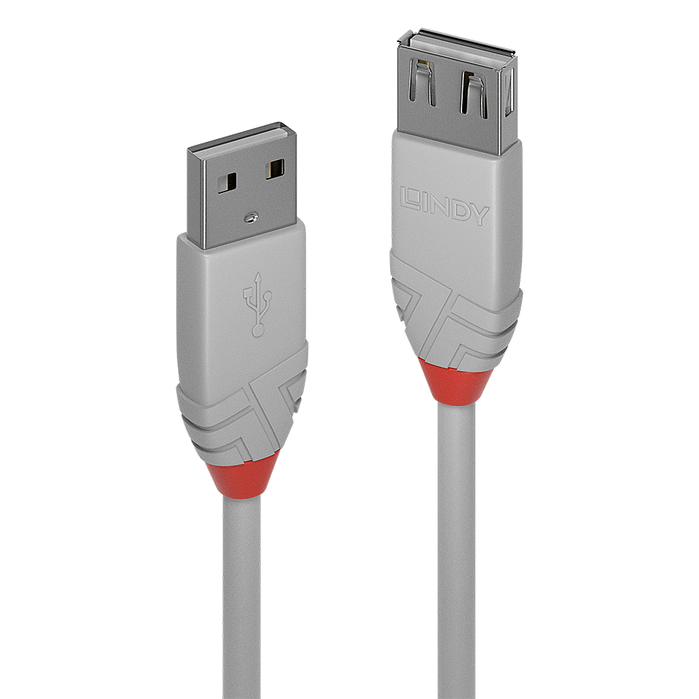1M USB 2.0 KABEL AM / AF, COOL GREY