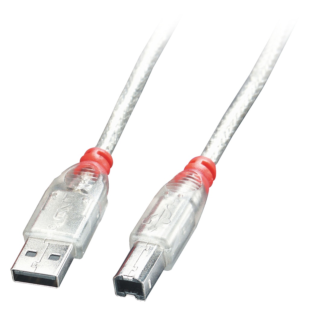 CAVO USB 2.0 TIPO A/B, TRASP., 0,2M