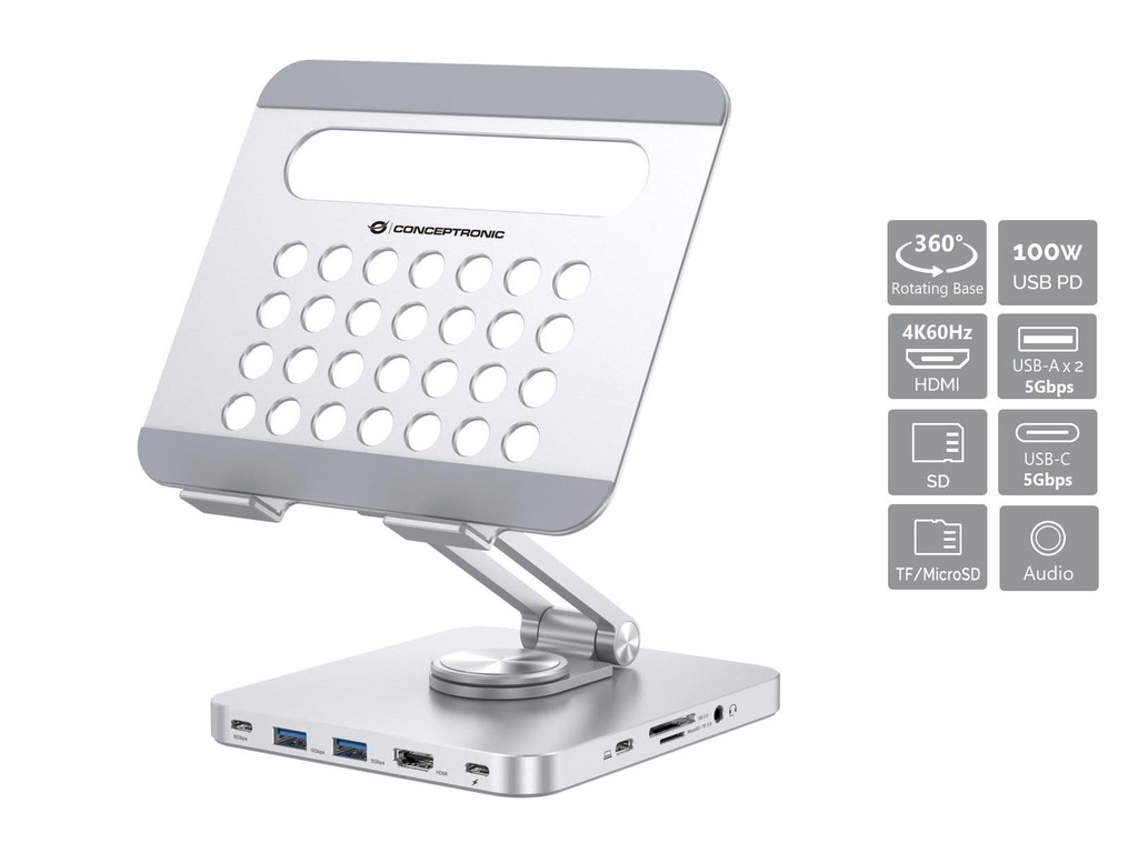 TABLET STAND WITH 8-IN-1 DOCKING