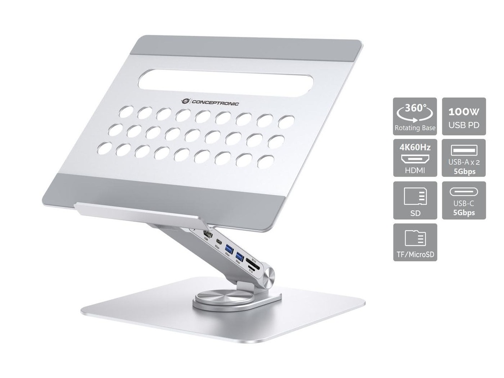 LAPTOP STAND WITH 7-IN-1 DOCKING