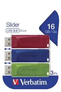 MEMORY USB 16GB SLIDER TRIPACK