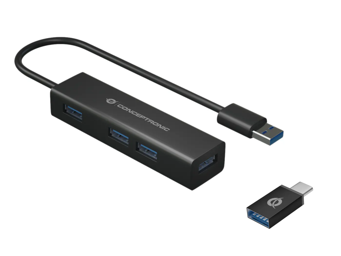 4-PORTS USB 3.0 HUB WITH USB-C ADAP