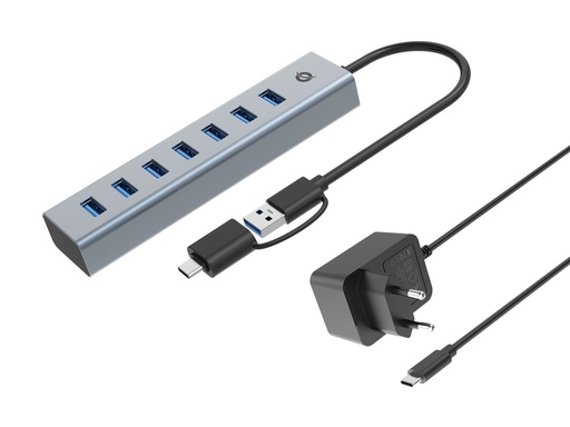 [HUBBIES21GP] 7-PORT USB 3.0 HUB WITH POWER ADAPT