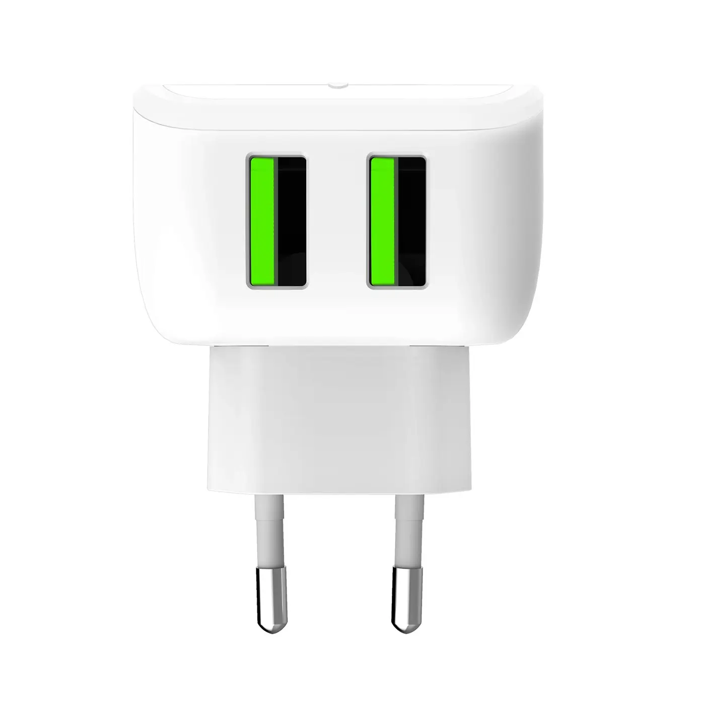 [TC2USBLEDWH] 2USB-A WALL CHARGER 12W W/LIGHT WH