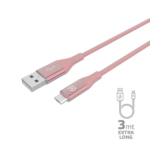 [USBMICROCOL3MPK] 12W USB-A TO MICROUSB CABLE 3M PINK