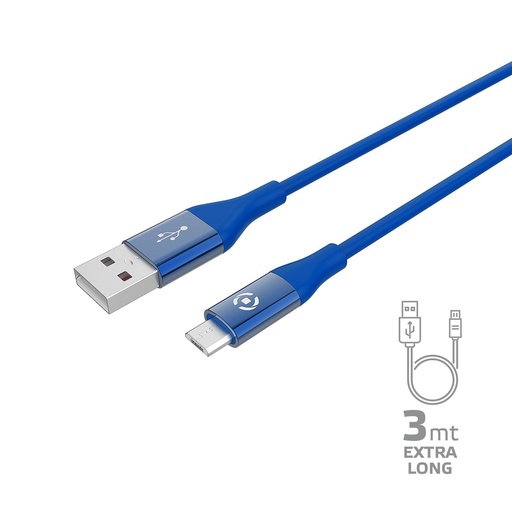 [USBMICROCOL3MBL] 12W USB-A TO MICROUSB CABLE 3M BLUE